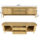 Rattan TV Stand For Tvs Up To 75'', Modern Farmhouse Media Console, Entertainment Center With Legs, TV Cabinet For Living Room, Home Theatre - Natural Wood