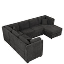 U-Shaped Sectional Sofa Pull Out Sofa Bed With Two USB Ports, Two Power Sockets, Three Back Pillows And A Storage Chaise For Living Room by HouseOfZazla