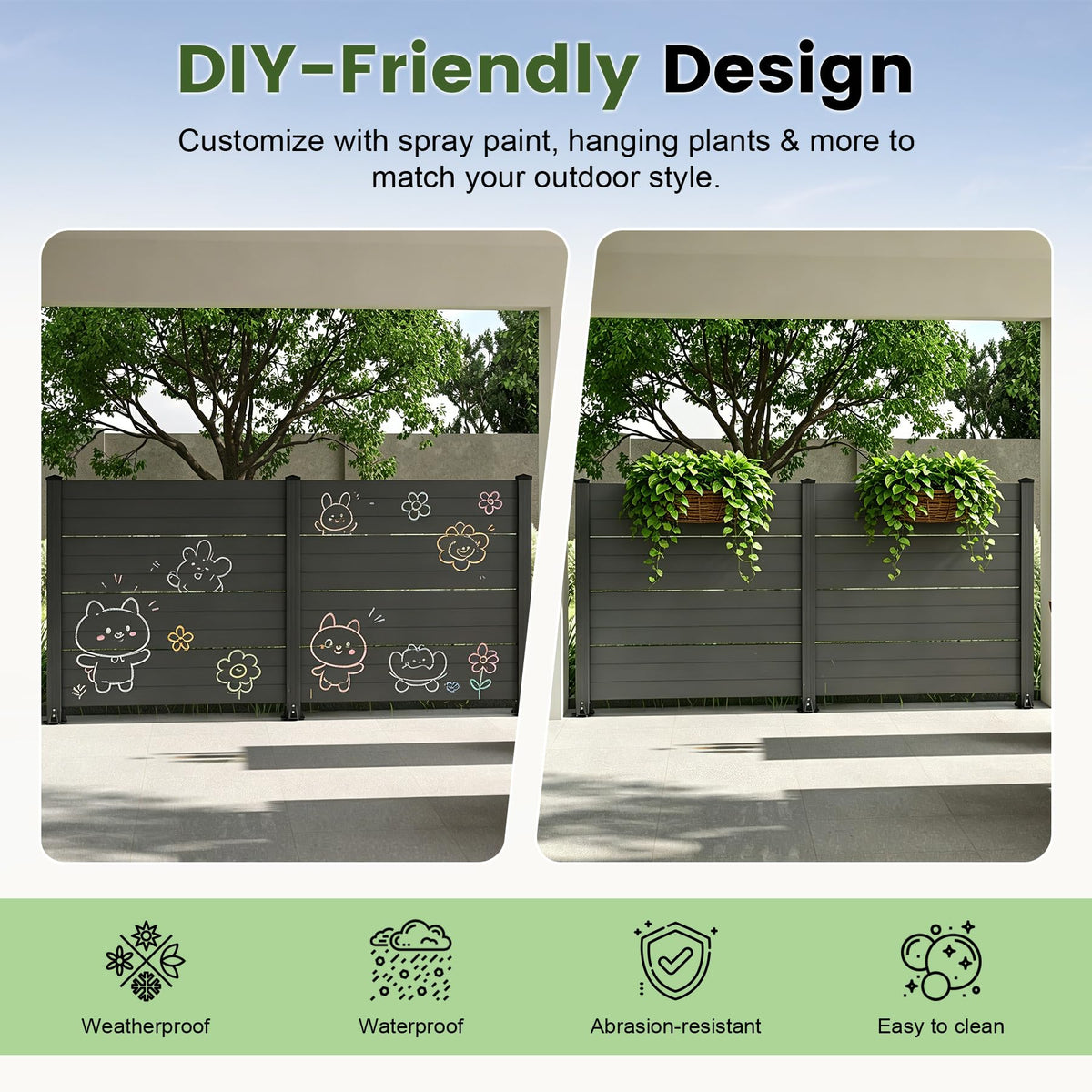 50" W x 49" H Outdoor Privacy Screen, Air Conditioner Fence, All-Weather Vinyl Privacy Fence Screens with Aluminum, photo 6 of 9