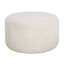 Upholstered Round Ottoman,Beige,Corduroy