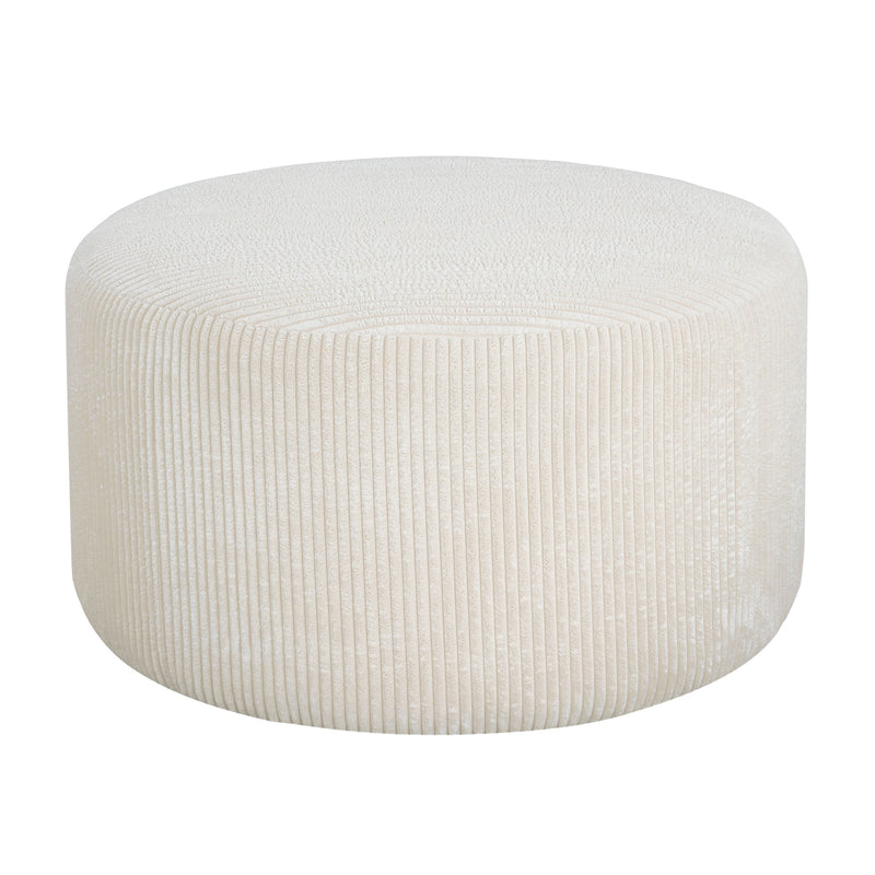 Upholstered Round Ottoman,Beige,Corduroy