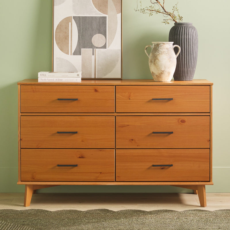 Sloane 6-Drawer Modern Solid Wood Dresser with Metal Handles