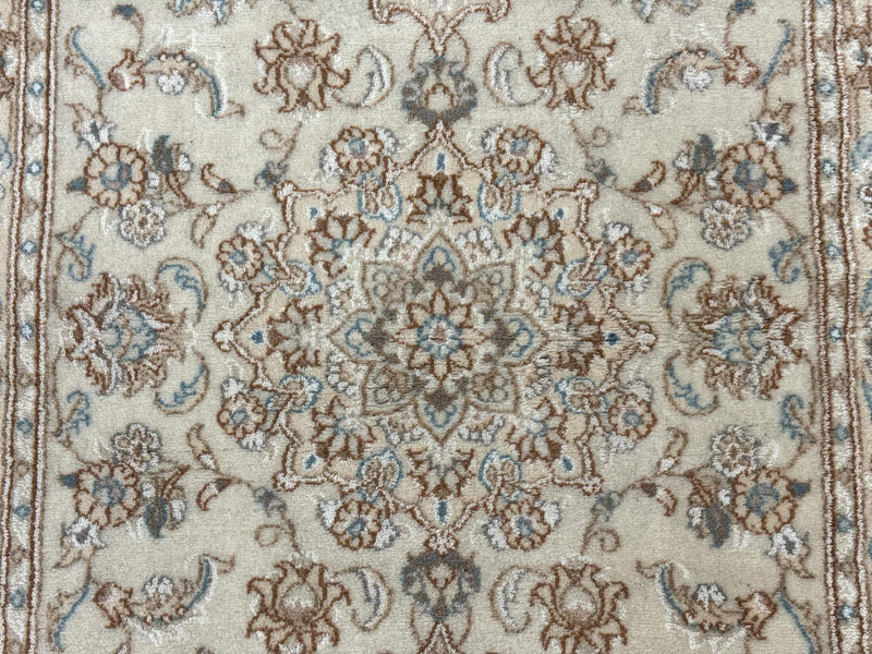 Small Persian Tabriz Rug 2.6 x 3.8, Vintage, Wool and Silk Highlights, Fine 225 KPSI