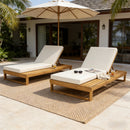 Teak Finish Acacia Wood Chaise Lounge with 4-Inch Cushion by HouseOfZazla