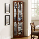 6 Shelf Lighted Corner Curio Cabinet With Adjustable Tempered Glass Shelves And Mirror Back (E26 Light Bulb Not Included) by Unique Piece Furniture