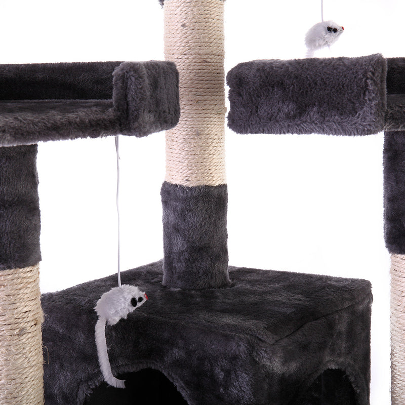 67" Multi-Level Cat Tree Tower, Kitten Condo House with Scratching Posts, Kitty Play Activity Center, Gray