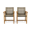 Outdoor Dining Chair Acacia Wood Frame (Set of 2)