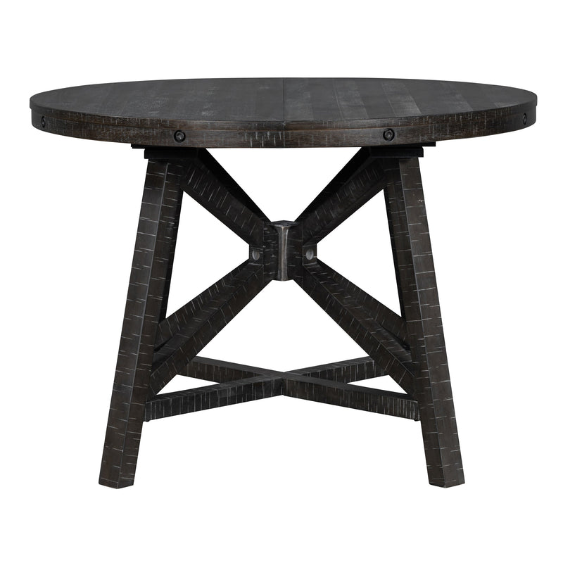 5-Piece Retro Functional Dining Set with Extendable Round Table with Removable Middle Leaf and 4 Upholstered Chairs for Dining Room and Living Room (Black)