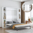Queen Murphy Bed With Storage Cabinet - White by HouseOfZazla