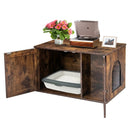 Wooden Hidden Cabinet Cat Furniture with Divider-Coffee by LJGDeals