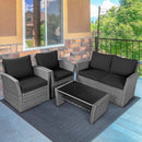 4 Pieces Patio Rattan Furniture Set Sofa Table with Storage Shelf Cushion by LJGDeals
