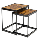 Set of 2 Modern Nesting End Tables with Metal Legs for Living Room-Rustic Brown by LJGDeals