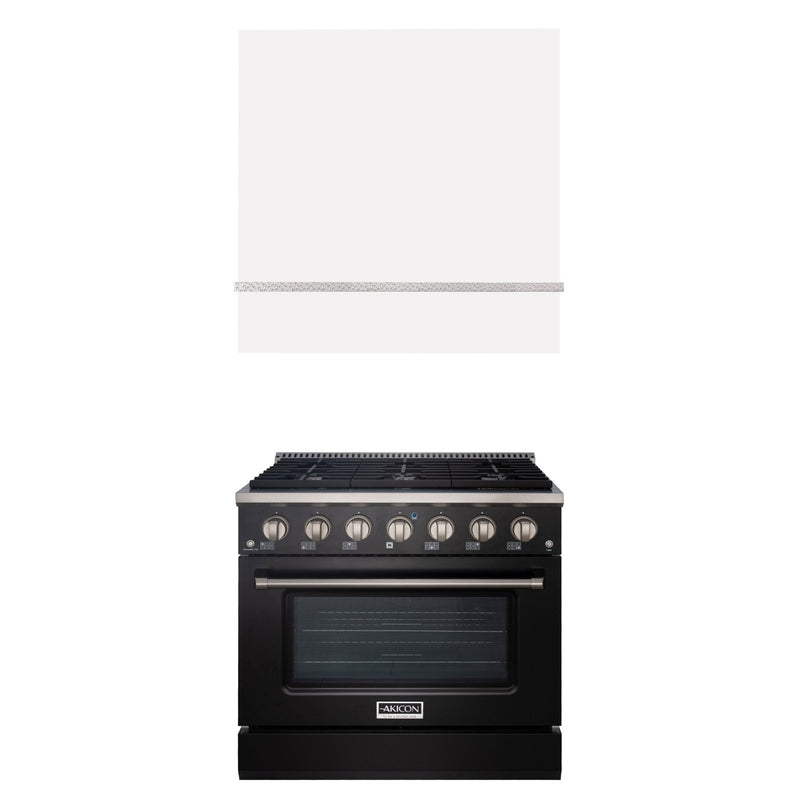 Akicon 36" Stainless Steel Range Hood with 600 CFM Insert & 6-Burner Gas Range Combo – Powerful Ventilation, Convection Oven, Multiple Finishes