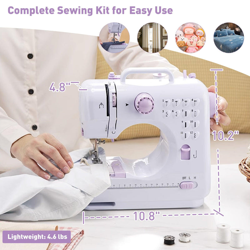 Beginner Two Speed Sewing Machine, Mini Sewing Machine Reverse Sewing, 12 Needles