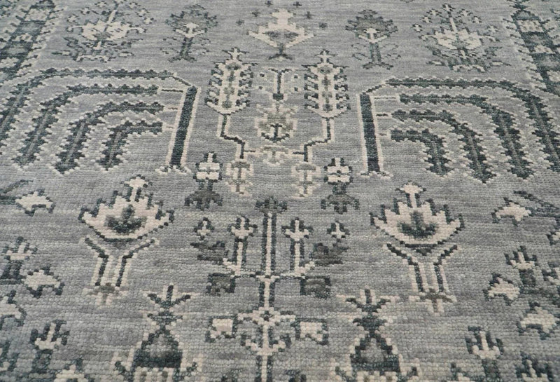 7' 11''x10' Tone On Tone Gray Hand Knotted LoomBloom Muted Turkish Oushak 100% Wool Transitional Oriental Area Rug