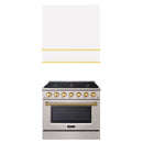 Akicon 36" Stainless Steel Range Hood with 600 CFM Insert & 6-Burner Gas Range Combo – Powerful Ventilation, Convection Oven, Multiple Finishes