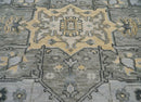 7'11''x10'4'' Gray, Moss Color Hand Knotted LoomBloom Muted Turkish Oushak  100% Wool Transitional Oriental Area Rug