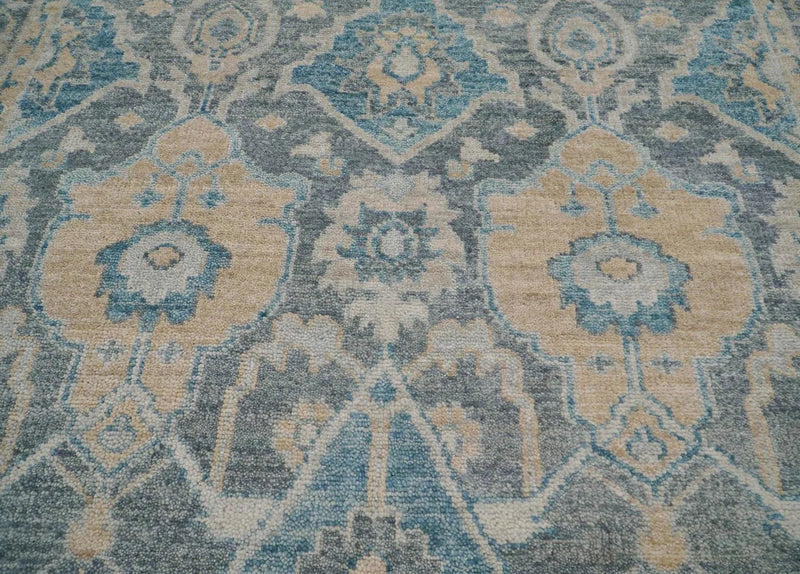 7' 11''x9' 9'' Hand Knotted LoomBloom Muted Turkish Oushak 100% Wool Transitional Oriental Area Rug Beige, Tan Color