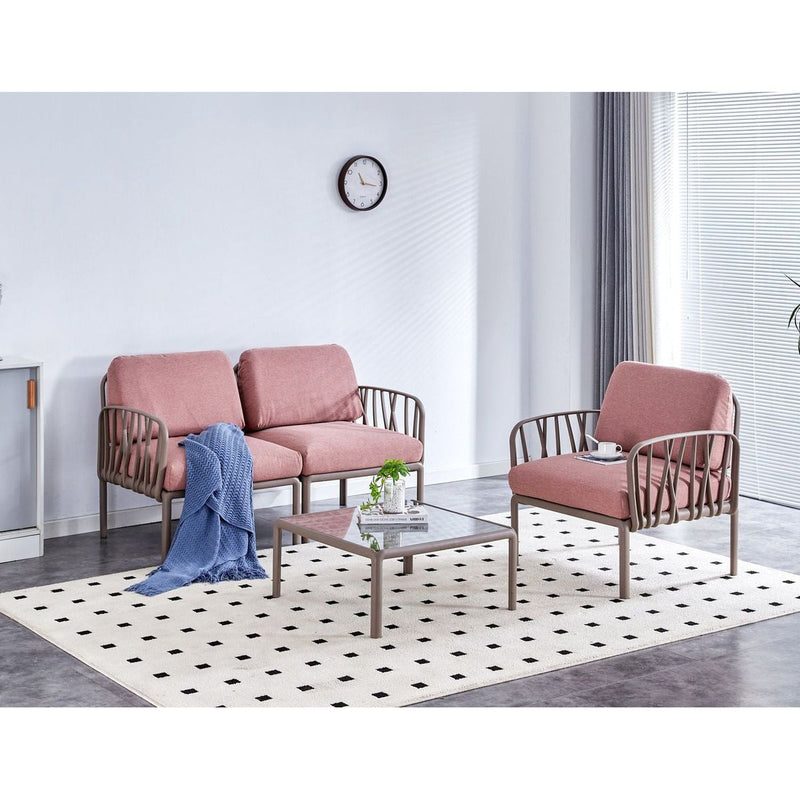 Patio indoor/ outdoor garden sofa set plastic base with soft cushion Weather waterproof chair Sectional Furniture for Balcony Garden Pool Lawn Backyard morden design sitting room sofa set