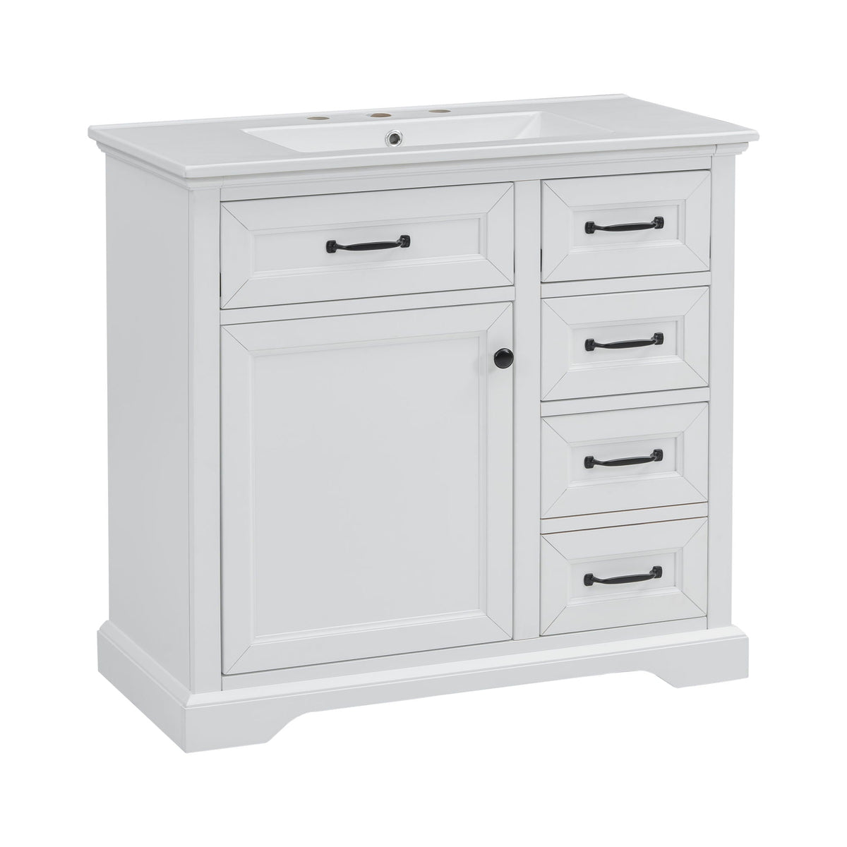 36" Bathroom Vanity With Sink, 2 Tip-Out Drawers, Soft Close Hinges, photo 4 of 40