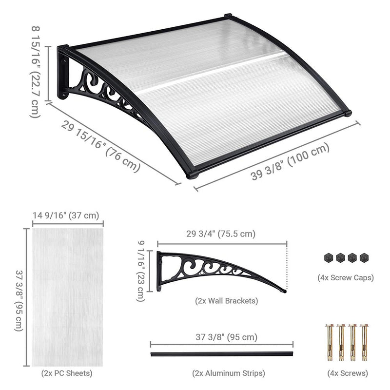 LAGarden Door & Window Poly Awning Canopy 40"x40"