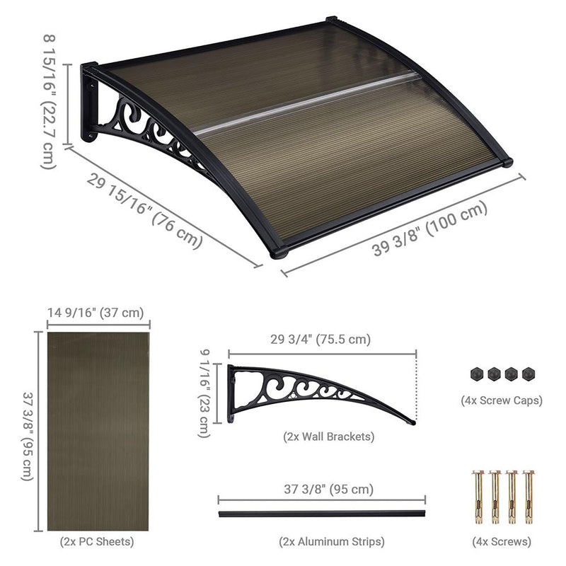 LAGarden Door & Window Poly Awning Canopy 40"x40"