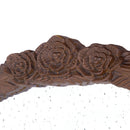 Hand Carved Rose Antique Mirror Frame, Large Arch Mirror Wall Decor For Living Room, Bathroom, Entryway - Brown by HouseOfZazla