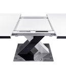Rectangle Dining Table, Stretchable, Table Top With X Shape And Legs And Base - White / Black by HouseOfZazla