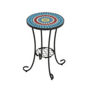 Patio Side Table with Shelf, Blue and Black by HouseOfZazla