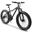 26 Inch Fat Tires Mountain Bike, 4-Inch Wide Wheel, 21-Speed Disc Brakes, Mens Womens Trail Beach Snow Commuter City Mountain Bike, Carbon Steel Frame Front Fork Bicycles