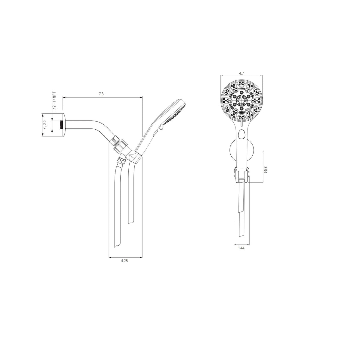 Multi Function Adjustable Hand Shower 8 Function Hand Shower, Plastic Construction - Brushed Nickel, photo 2 of 7