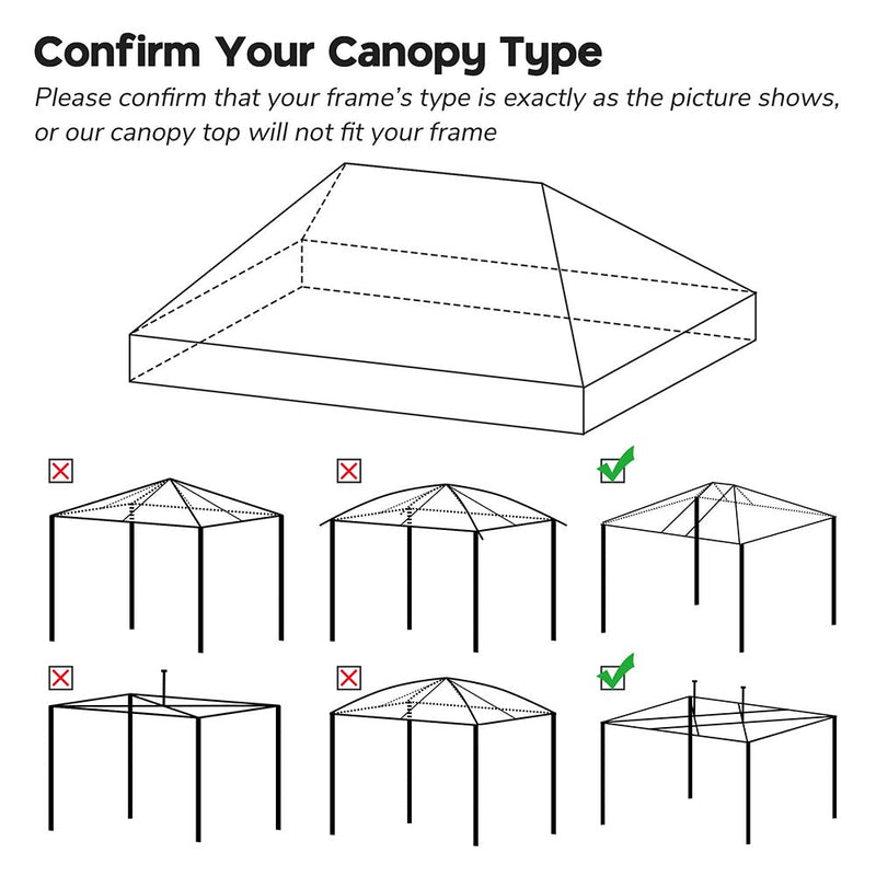 Yescom 10'x20' Ez Pop Up Tent Canopy Top Replacement (9.6'x19')
