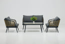 4 Pieces Patio Furniture Set, PE Rattan Wicker With Washable Cushion And Tempered Glass Tabletop, Conversation Furniture For Garden Poolside Balcony by HouseOfZazla