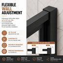 Semi-Frameless Pivot Hinged Glass Shower Door 56-60 in W x 72 in H, Matte Black by HouseOfZazla