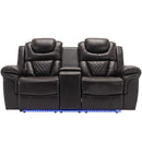 Home Theater Seating Manual Recliner Loveseat With Hide-Away Storage, Cup Holders And Led Light Strip For Living Room by HouseOfZazla