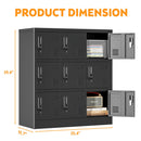 9 Door Employee Storage Locker With Card Slot, Lockers For Office, Gym, School, And Home - Black by HouseOfZazla