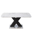 Rectangle Dining Table With Stretchable Top, X Shape Mdf Legs With Steel Base - White / Black by HouseOfZazla