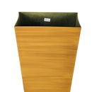 28" Tall Outdoor Planters, Set of 3 Large Taper Planters with Drainage Holes and Plug, Faux Wood Plastic Flower Pots for Outdoor, Indoor, Garden, Patio, Tan