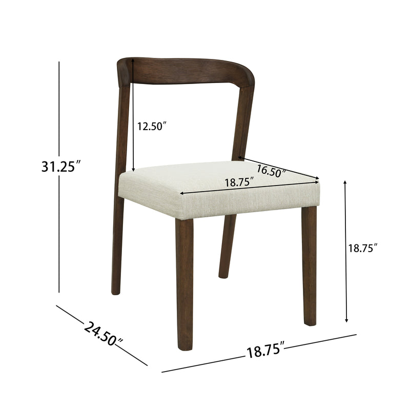 Solid Rubber Wood Dining Chairs (Walnut + Beige) Set of 2, photo 3 of 10