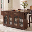 K&K 65" Kitchen Island with Storage & Drop Leaf