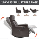 Brown Faux Leather Heat Massage Manual Recliner Chair