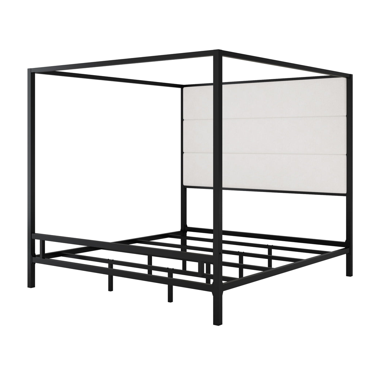 Canopy Bed With Tall Upholstered Headboard, 4 Poster Frame, photo 6 of 21