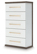 Kendanport - Five Drawer Chest - Brown / White by Unique Piece Furniture