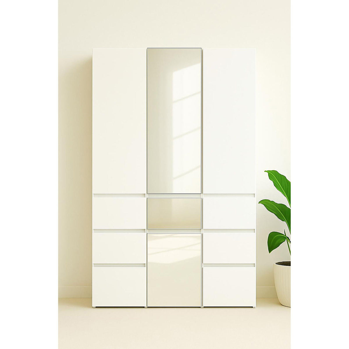 Elise - Slim Modular Closet Cabinet With Mirror - White, photo 3 of 17