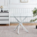 Dining Table With Cross Metal Leg And Tempered Glass, Modern Space Saving Kitchen Table For Living Room Legs, Square Table by HouseOfZazla