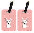 Checkerboard Pink Westie Luggage Tag