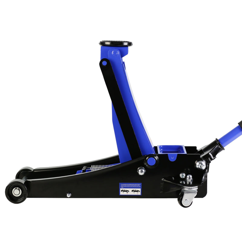 3t Low Profile Jack, Blue and Black, Ultra Low Floor Jack with Dual Pistons Quick Lift Pump, Car Jack Hydraulic AutoLifts for Home Garage, Truck Jack Hydraulic