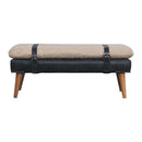 Boucle x Leather Upholstered Bench, Nordic Legs