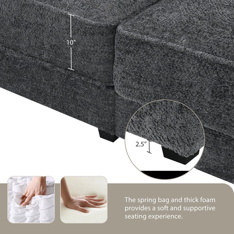 Free Combination Modular Convertible Sectional Sofa Bed Set, 4 Seat Upholstered Sleeper Corner Couch, Deep-Seat Loveseat with Ottoman for Living Room, Office, Apartment,2 Colors