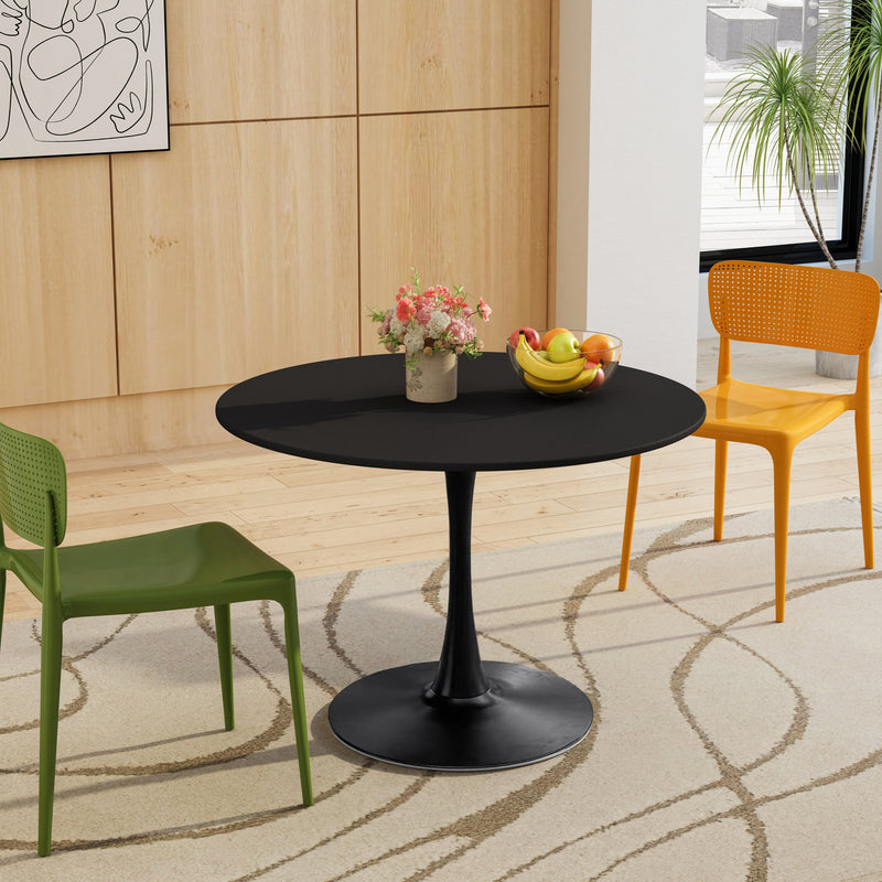 42.12" Modern Round Dining Table with Round MDF Table Top, Metal Base Dining Table, End Table Leisure Coffee Table